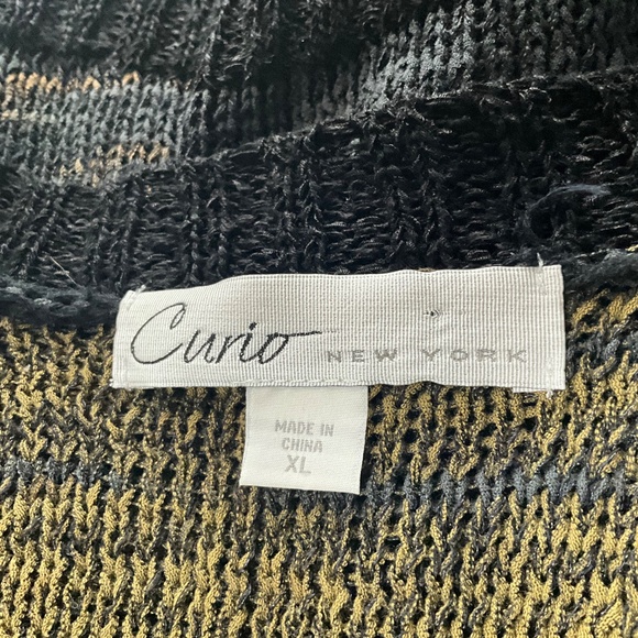 Curio New York Art to Wear Layering Tunic Sweater Lagenlook Black Green XL - Picture 10 of 10